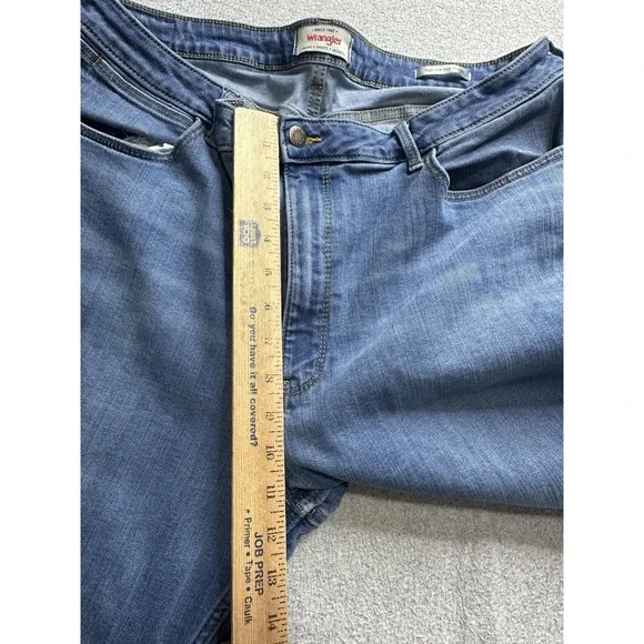Wrangler Jeans Womens 18 Long Blue High Rise True Straight Stretch Denim Zip Fly